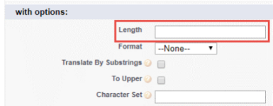 Screenshot: Length field